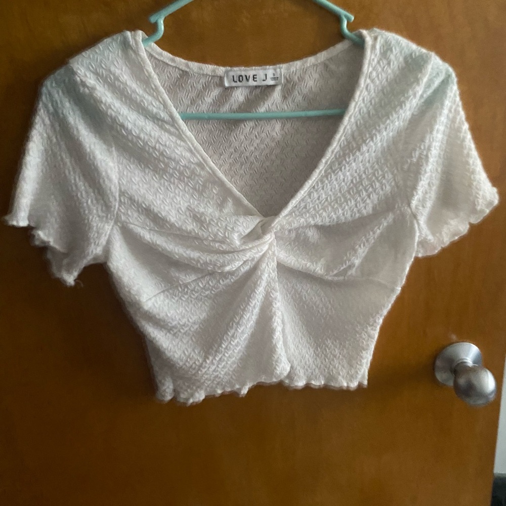Love J Cream Textured Crop Top